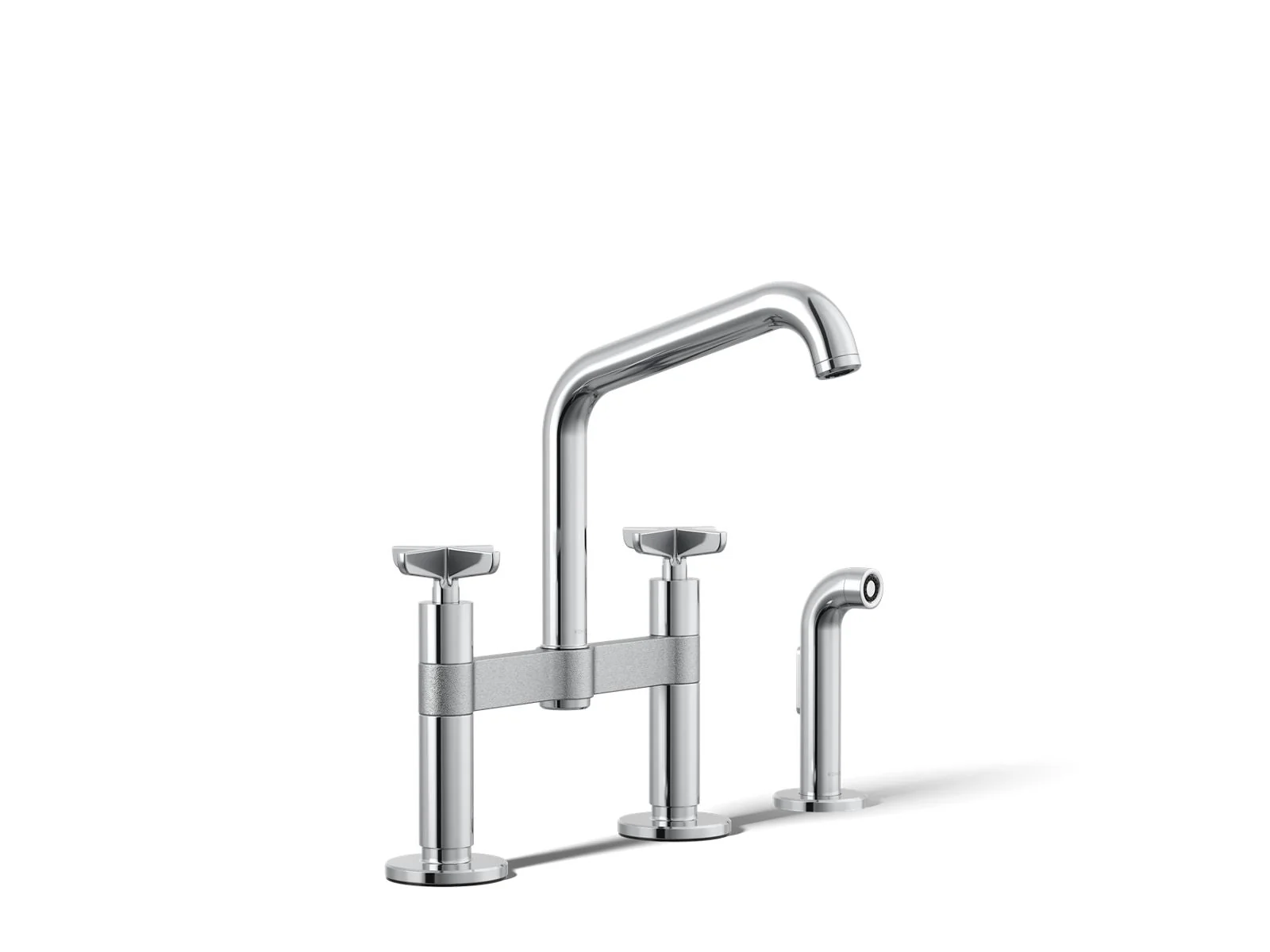 KOHLER K-28665-3 Billet Two-hole bridge kitchen sink faucet with side sprayer - Image 35