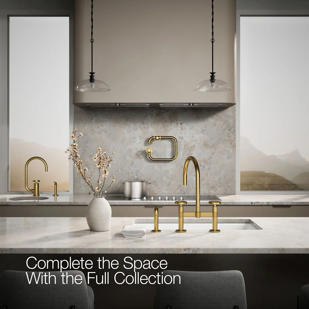 KOHLER K-28673-9 Billet Two-hole bridge kitchen sink faucet with side sprayer - Image 13