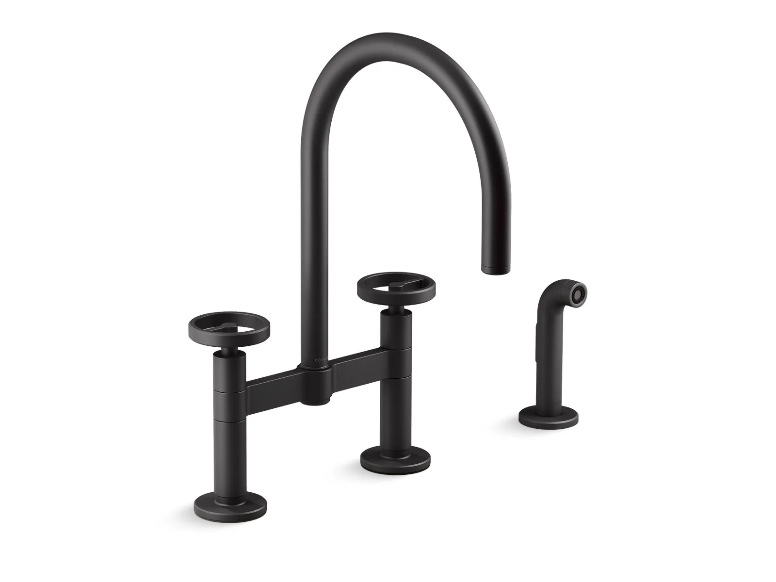 KOHLER K-28673-9 Billet Two-hole bridge kitchen sink faucet with side sprayer - Image 3