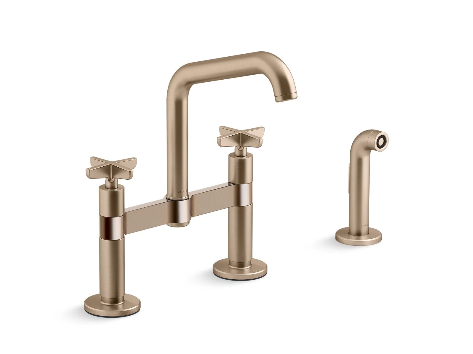 KOHLER K-28665-3 Billet Two-hole bridge kitchen sink faucet with side sprayer - Image 5
