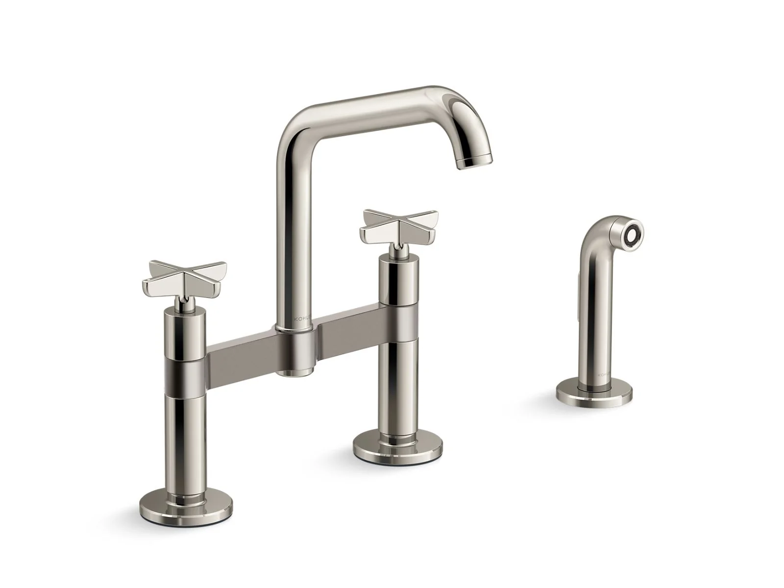 KOHLER K-28665-3 Billet Two-hole bridge kitchen sink faucet with side sprayer - Image 7