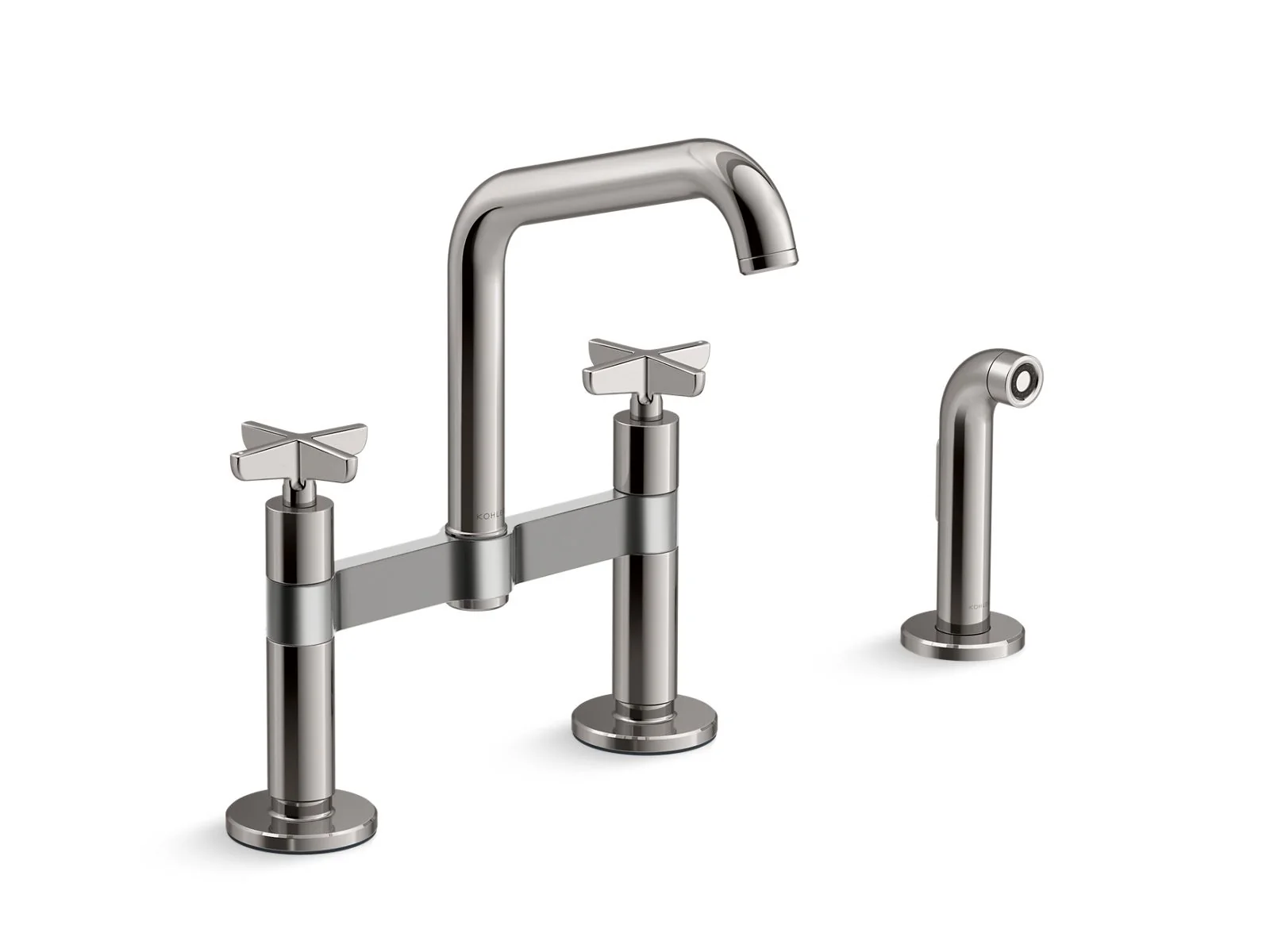 KOHLER K-28665-3 Billet Two-hole bridge kitchen sink faucet with side sprayer - Image 8