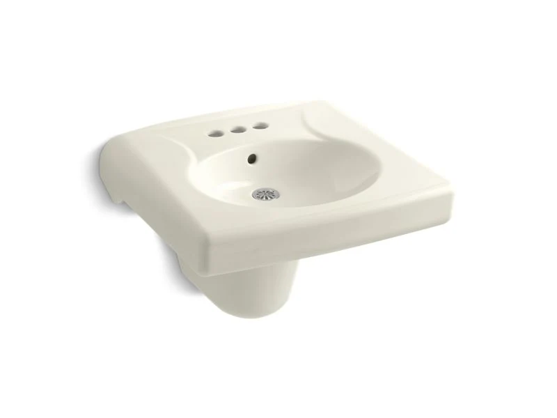 KOHLER K-1999-4 Brenham Wall-mount or concealed carrier arm mount commercial bathroom sink with 4" centerset faucet holes and shroud - Image 2