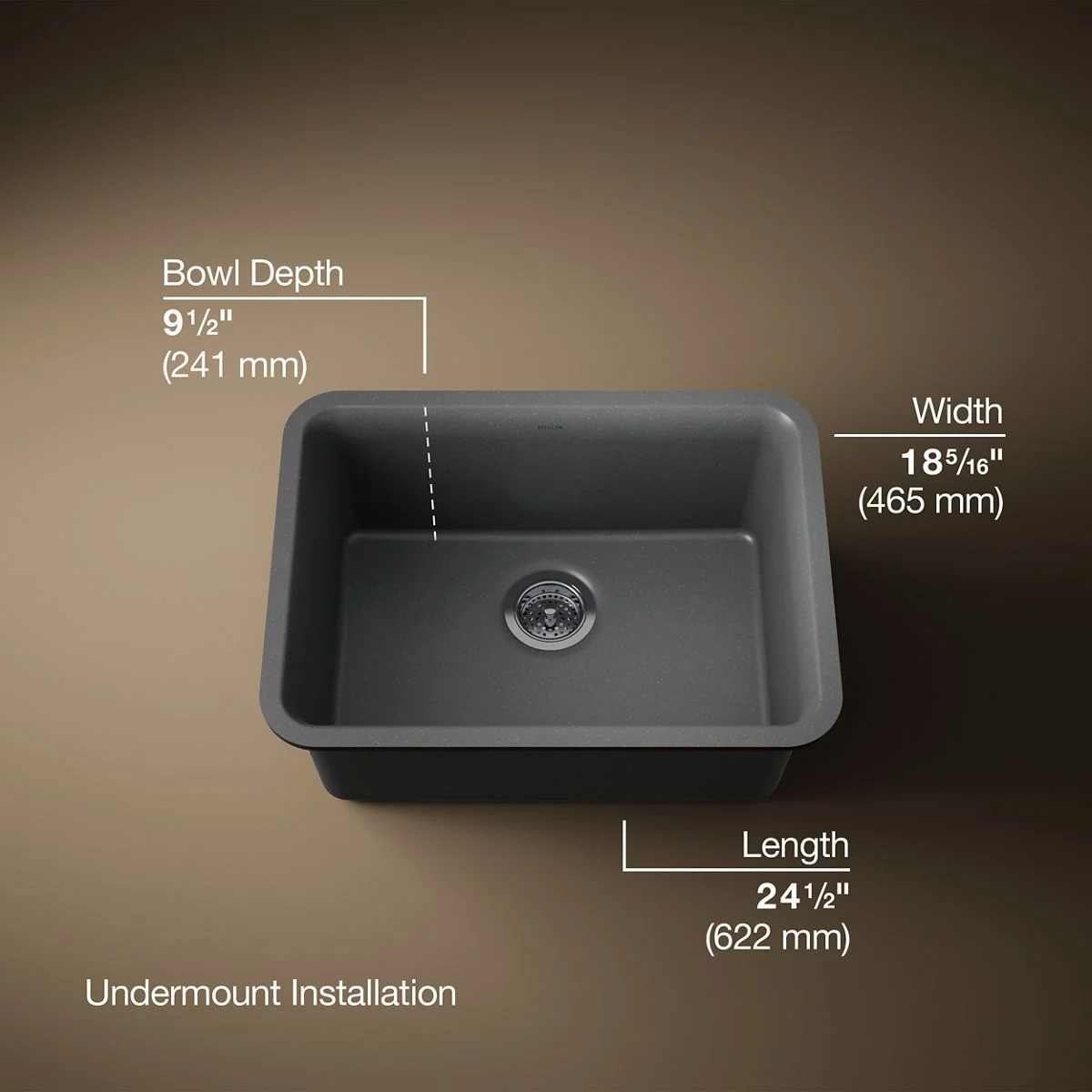 KOHLER K-28001 Cairn 24-1/2" undermount single-bowl kitchen sink - Image 36