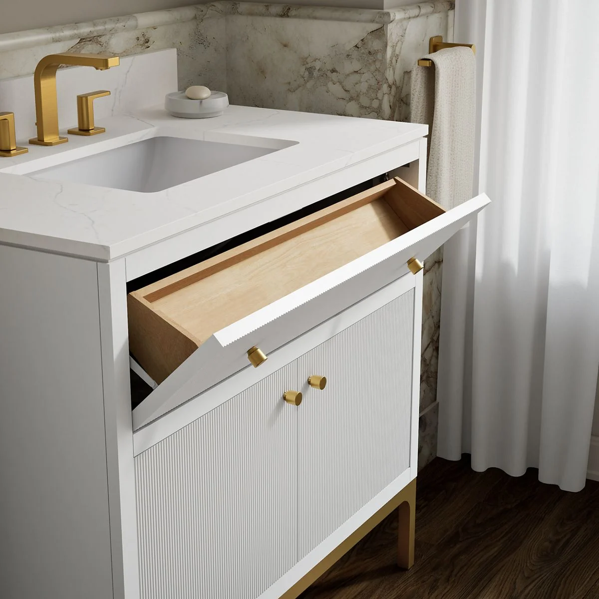 KOHLER K-32760 Calpa 36" bathroom vanity cabinet with sink and quartz top - Image 6