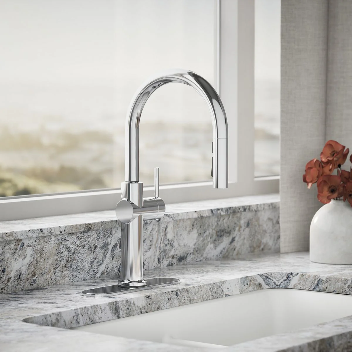 KOHLER K-22972 Crue Pull-down kitchen sink faucet with three-function sprayhead - Image 17