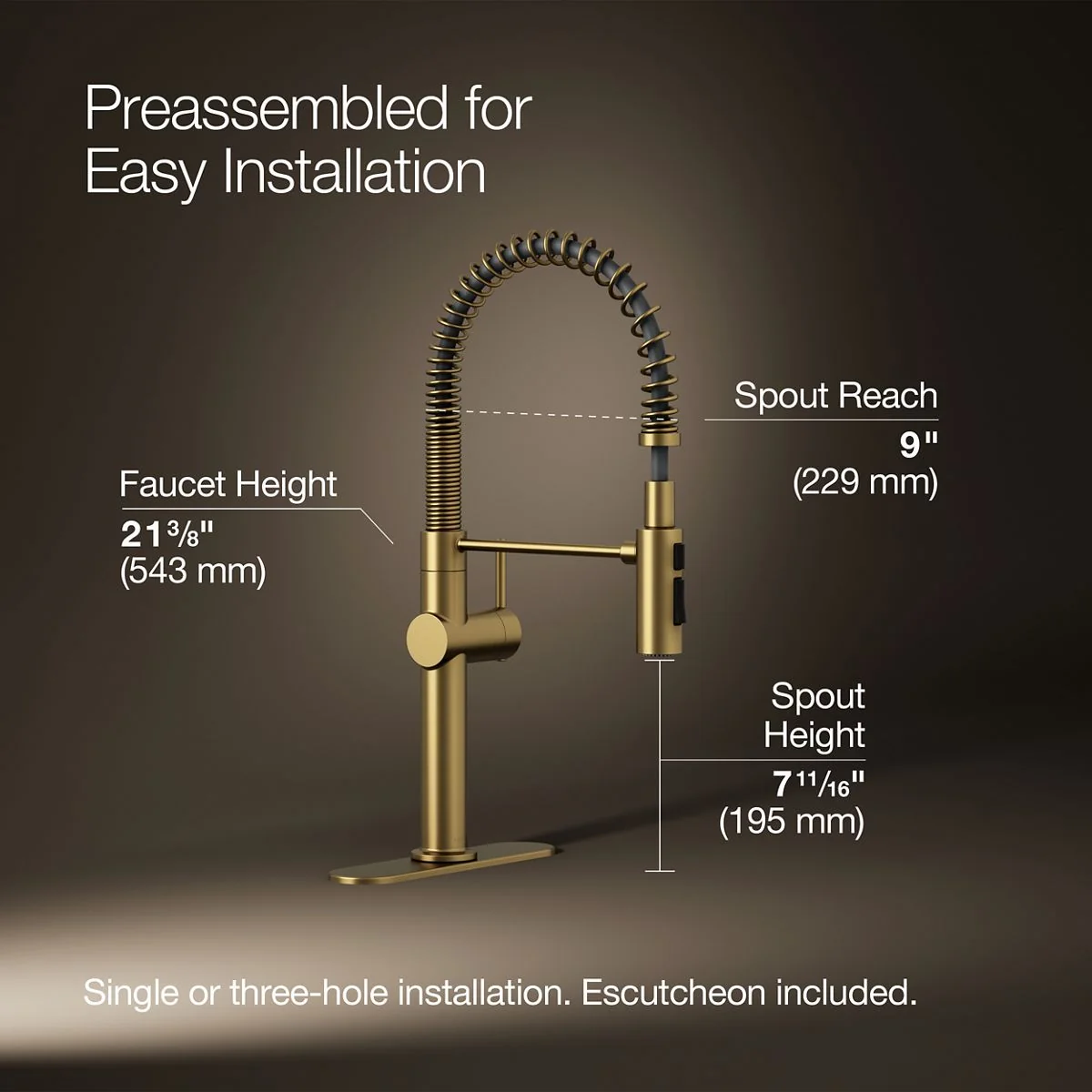 KOHLER K-22973 Crue Semi-professional kitchen sink faucet with three-function sprayhead - Image 9