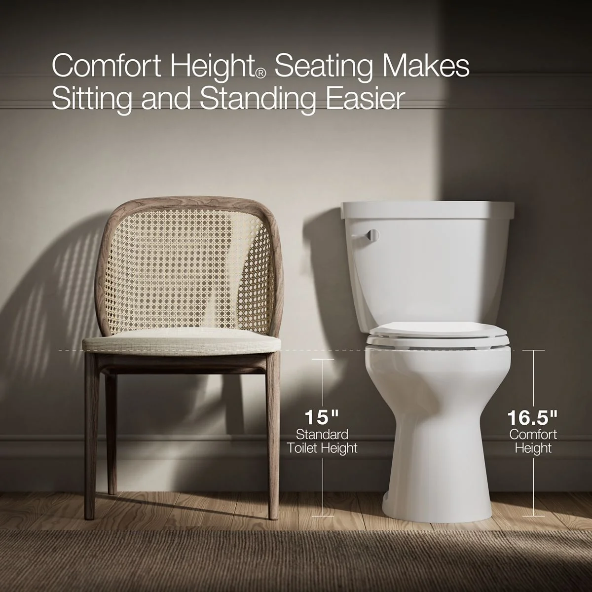KOHLER K-3837-RA Devonshire ComForteeight Two-piece elongated 1.28 gpf chair height toilet with right-hand trip lever - Image 12