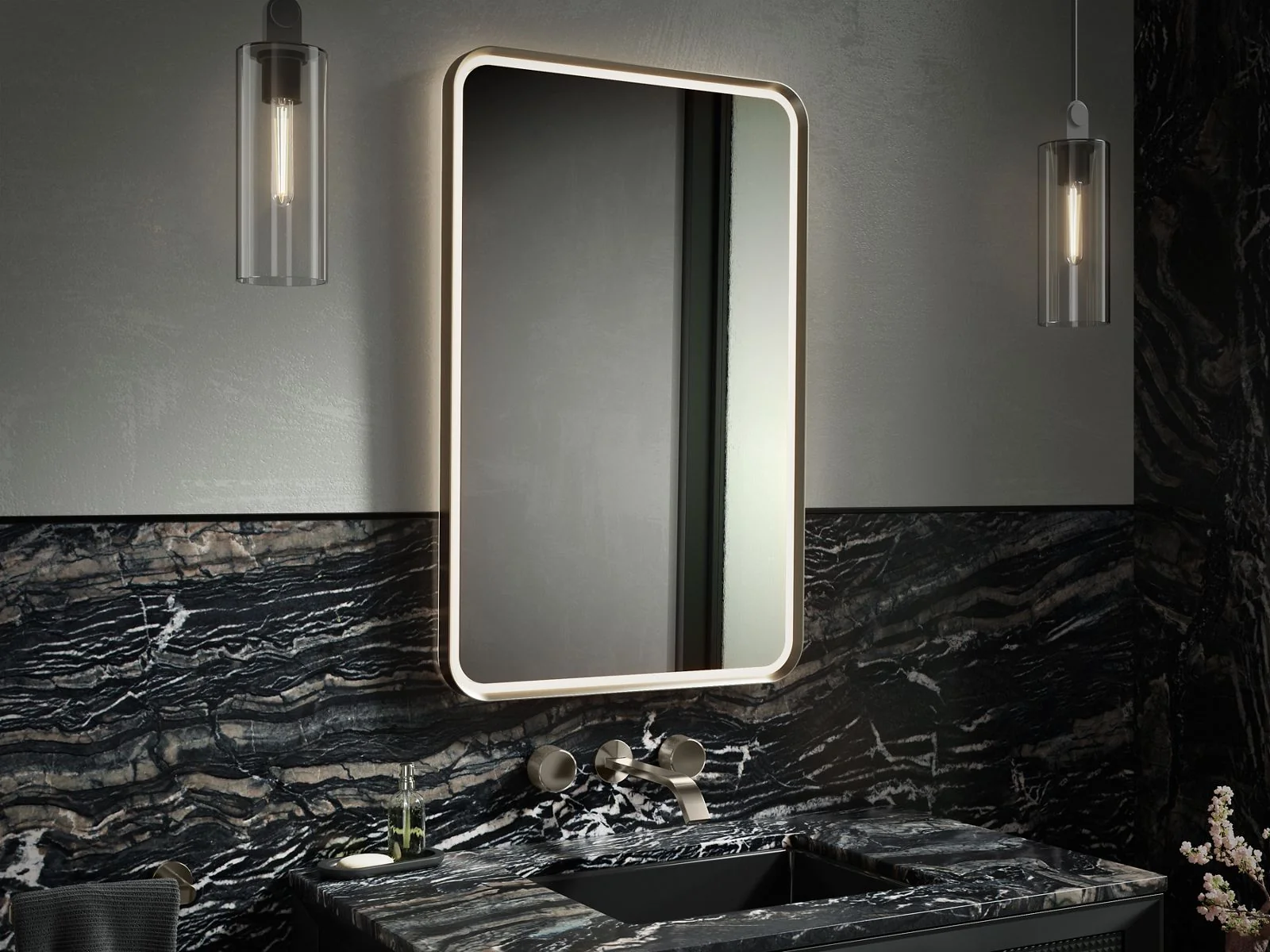 KOHLER K-38023-DLM Essential 22" x 34" rectangular lighted framed mirror - Image 6