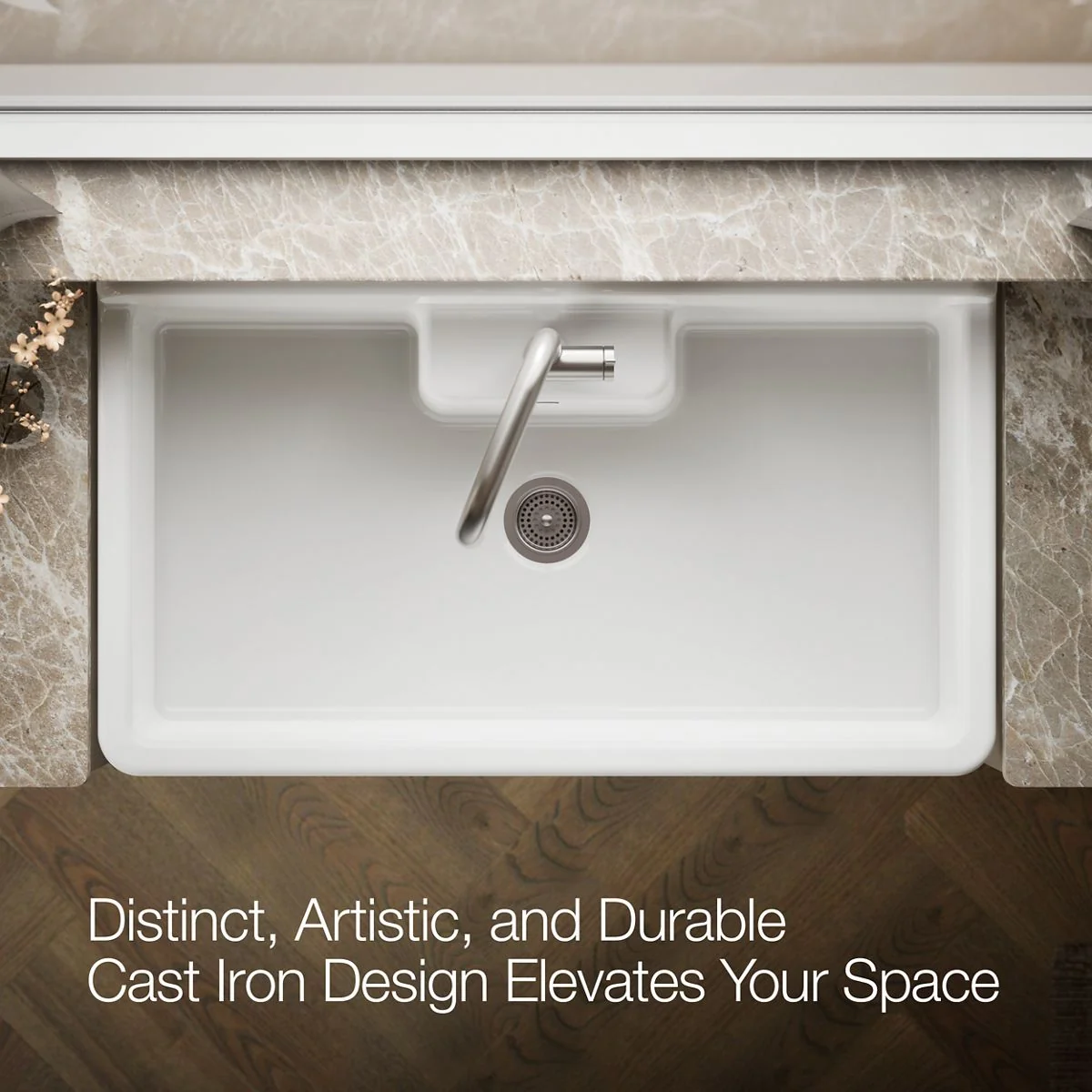 KOHLER K-21103-1HW Farmstead 45" top-/wall-mount single-bowl workstation farmhouse kitchen sink - Image 4