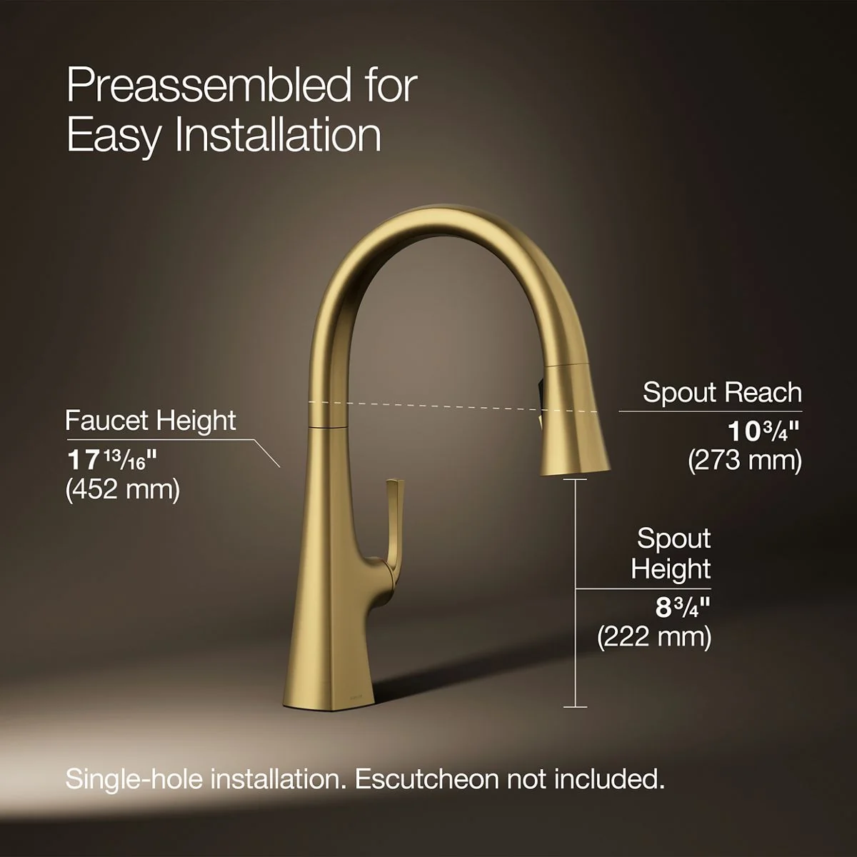 KOHLER K-22062 Graze Pull-down kitchen sink faucet with three-function sprayhead - Image 13