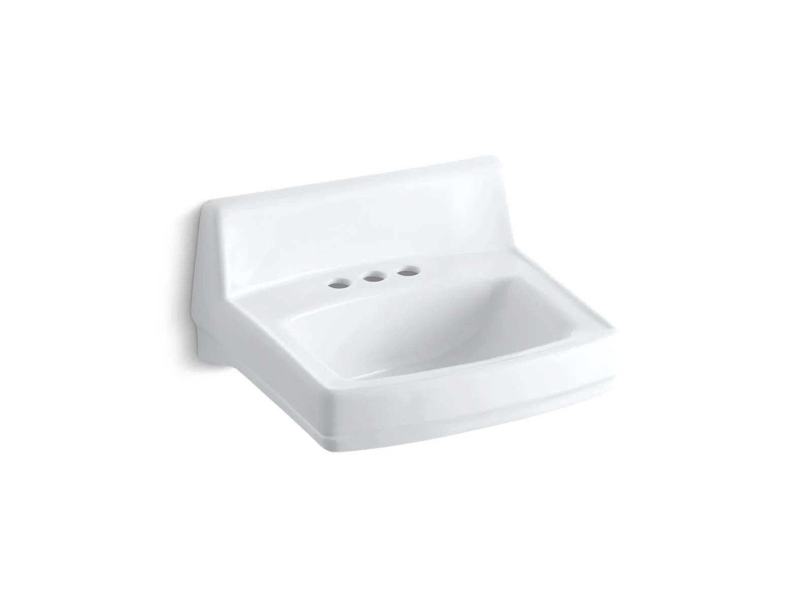 KOHLER K-2032-N Greenwich 20-3/4" x 18-1/4" wall-mount/concealed arm carrier bathroom sink with 4" centerset faucet holes and no overflow