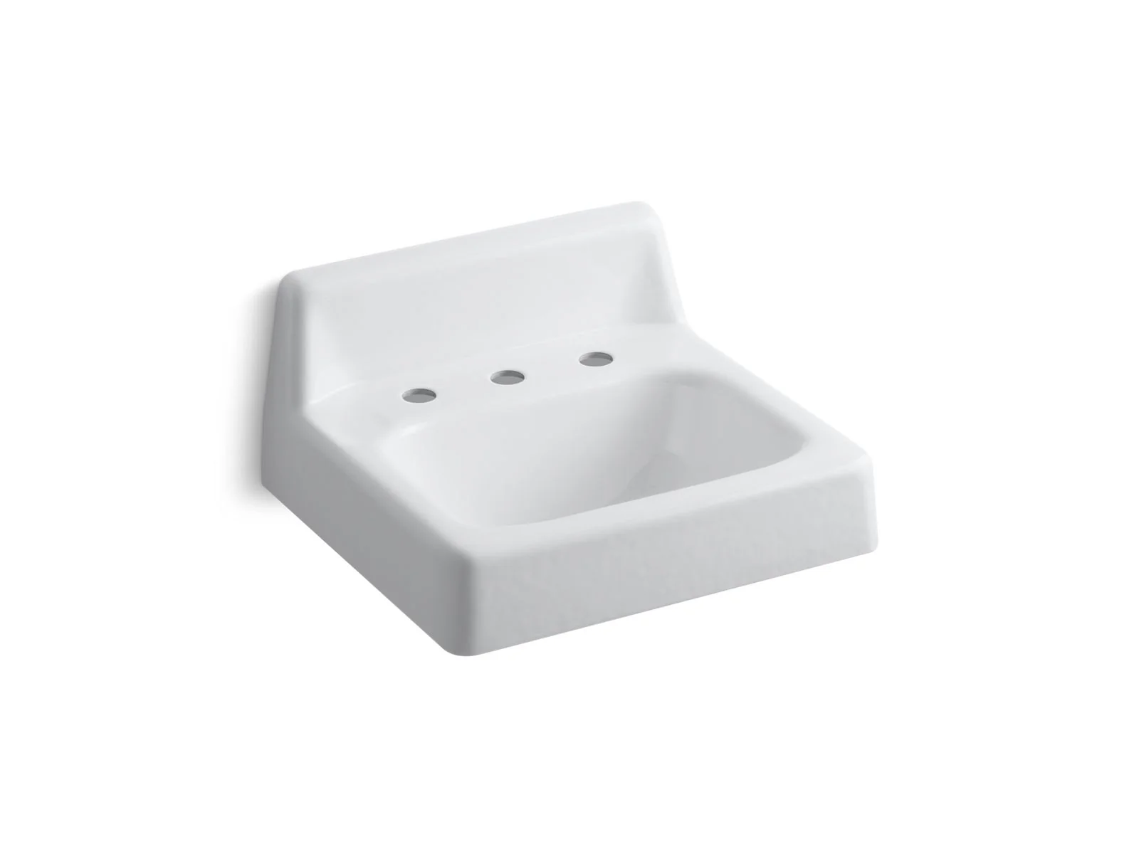 KOHLER K-2868 Hudson 20" x 18" wall-mount bathroom sink with widespread faucet holes and lugs for chair carrier
