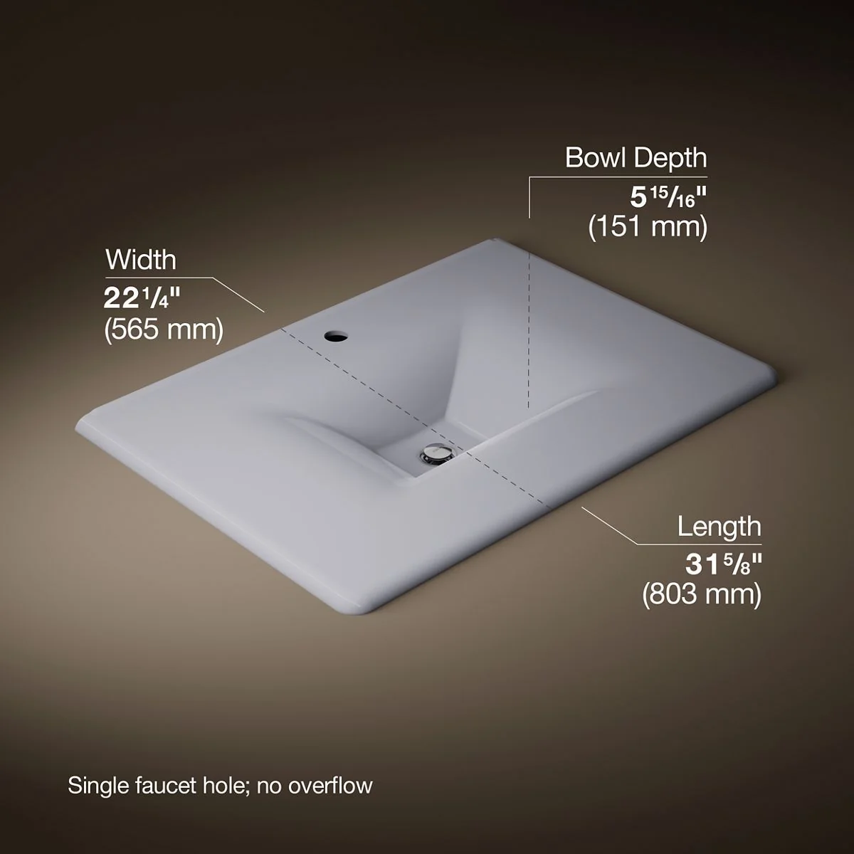 KOHLER K-3049-1 Iron/Impressions 31" Enameled cast iron vanity top with integrated rectangular sink - Image 25