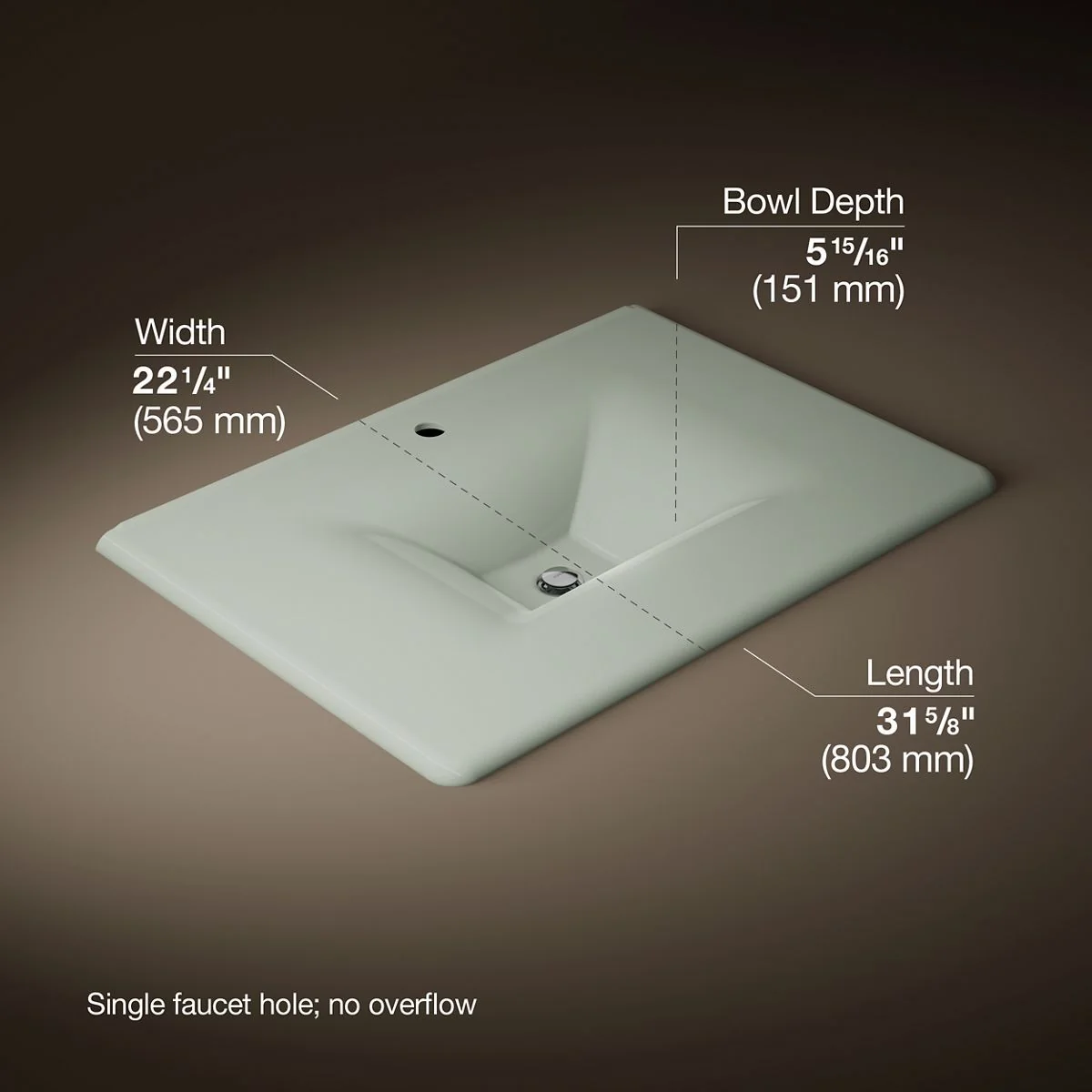 KOHLER K-3049-1 Iron/Impressions 31" Enameled cast iron vanity top with integrated rectangular sink - Image 34