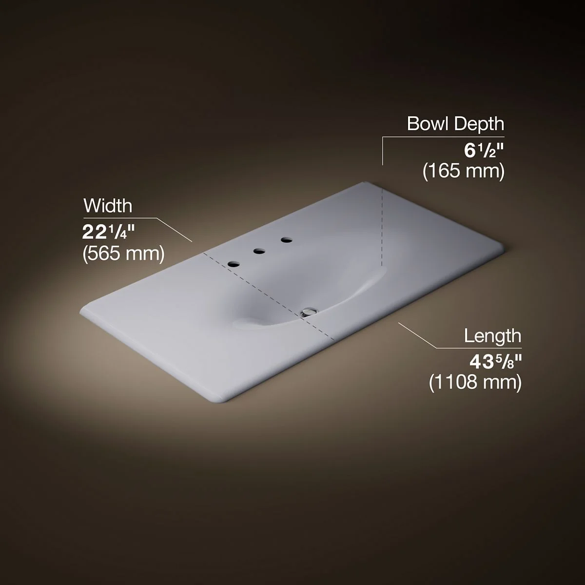 KOHLER K-3052-8 Iron/Impressions 43" Enameled cast iron vanity top with integrated oval sink - Image 24