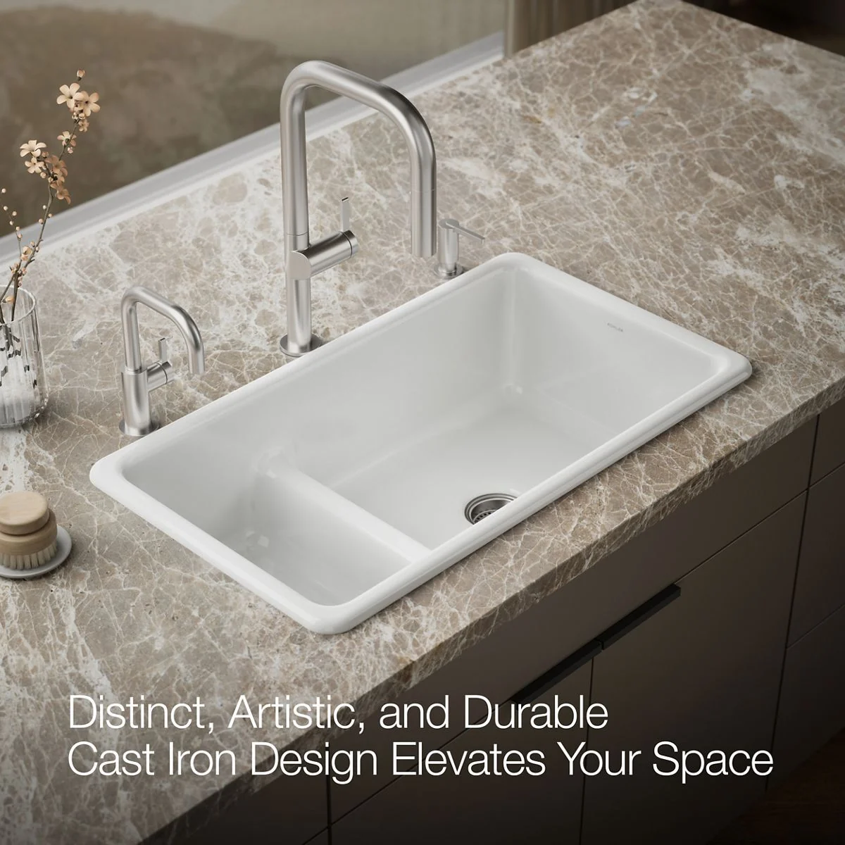 KOHLER K-6625 Iron/Tones Smart Divide 33" top-/undermount double-bowl kitchen sink - Image 15