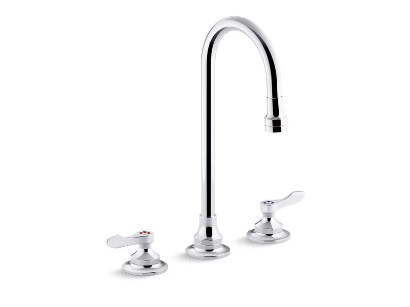 KOHLER K-800T70-4AKA Triton 1.0 gpm widespread bathroom sink faucet with aerated flow, gooseneck spout and lever handles, drain not included