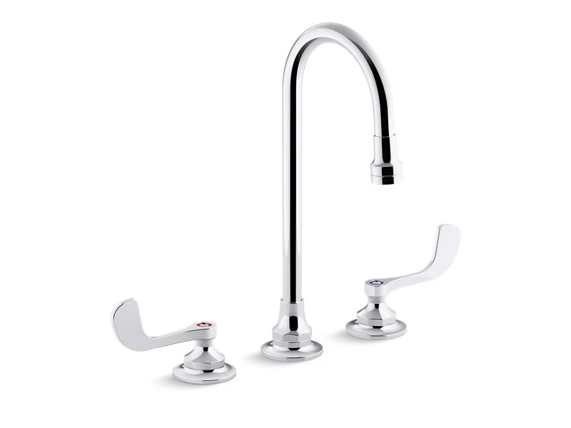 KOHLER K-800T70-5AKA Triton 1.0 gpm widespread bathroom sink faucet with aerated flow, gooseneck spout and wristblade handles, drain not included