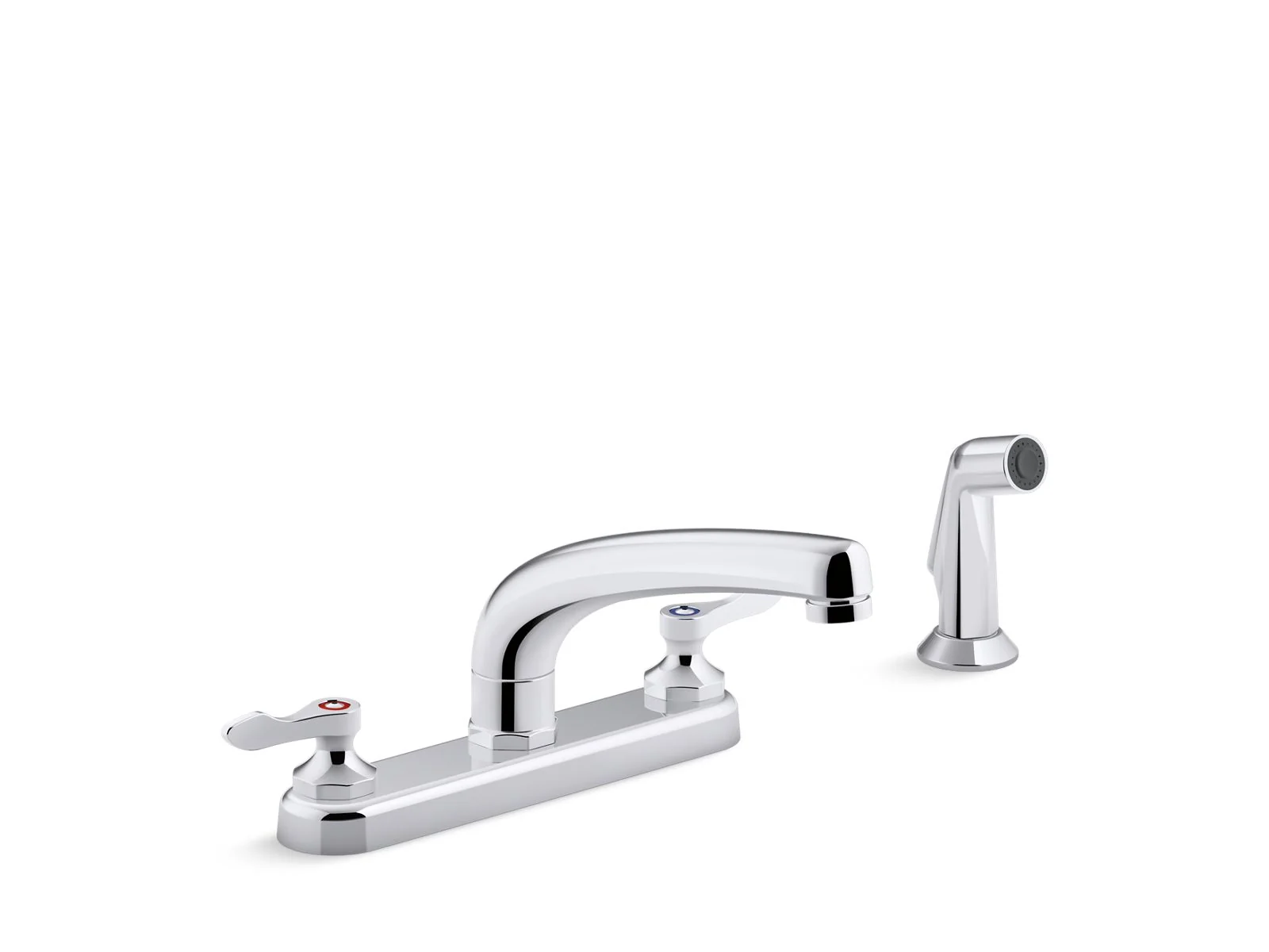 KOHLER K-810T21-4AHA Triton 1.5 gpm kitchen sink faucet with 8-3/16" swing spout, matching finish sidespray, aerated flow and lever handles