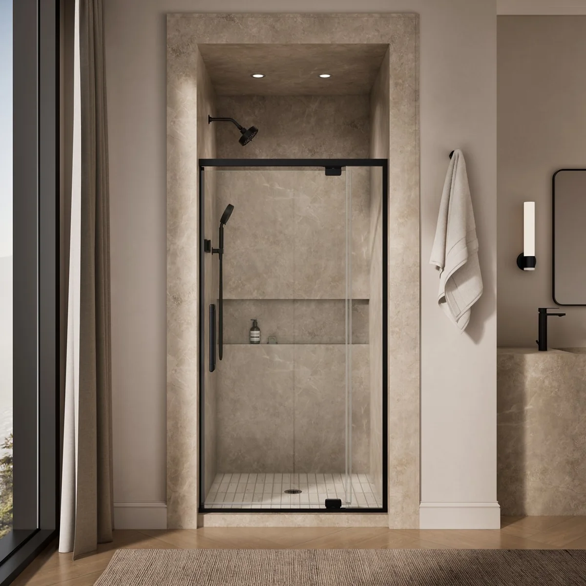 KOHLER K-CA37594-8L Statement 76" H pivot shower door with 5/16"-thick glass - Image 11