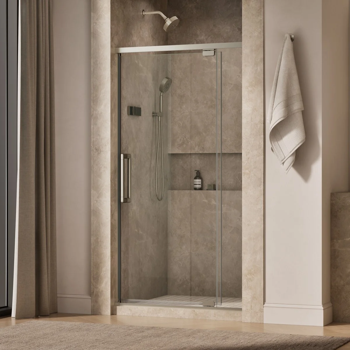 KOHLER K-CA37594-8L Statement 76" H pivot shower door with 5/16"-thick glass - Image 14