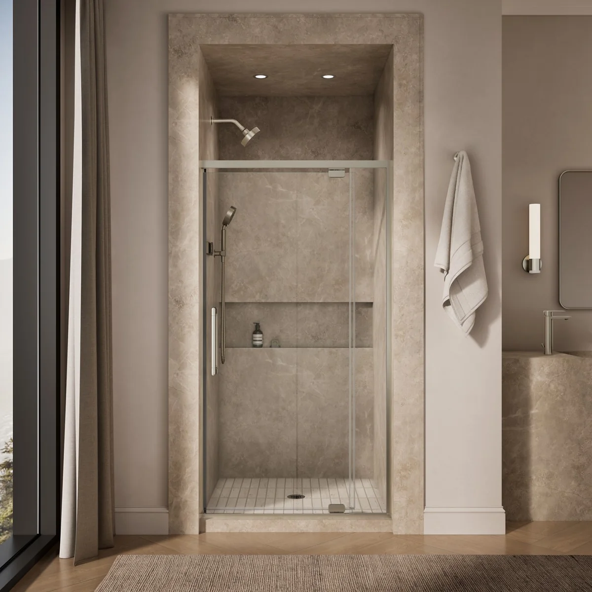 KOHLER K-CA37594-8L Statement 76" H pivot shower door with 5/16"-thick glass - Image 15