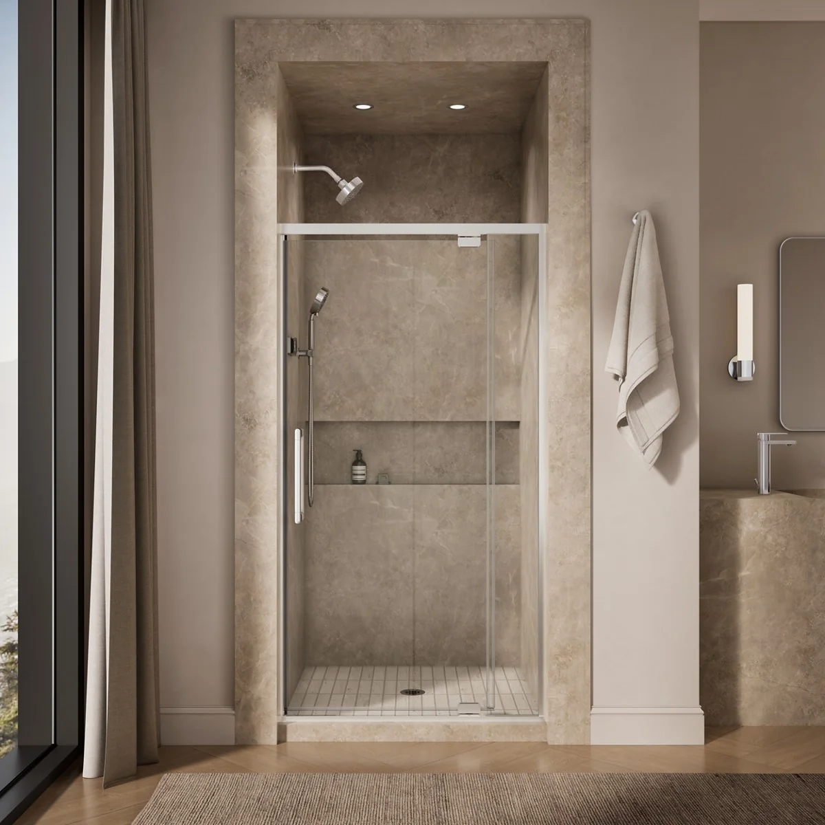 KOHLER K-CA37594-8L Statement 76" H pivot shower door with 5/16"-thick glass - Image 19