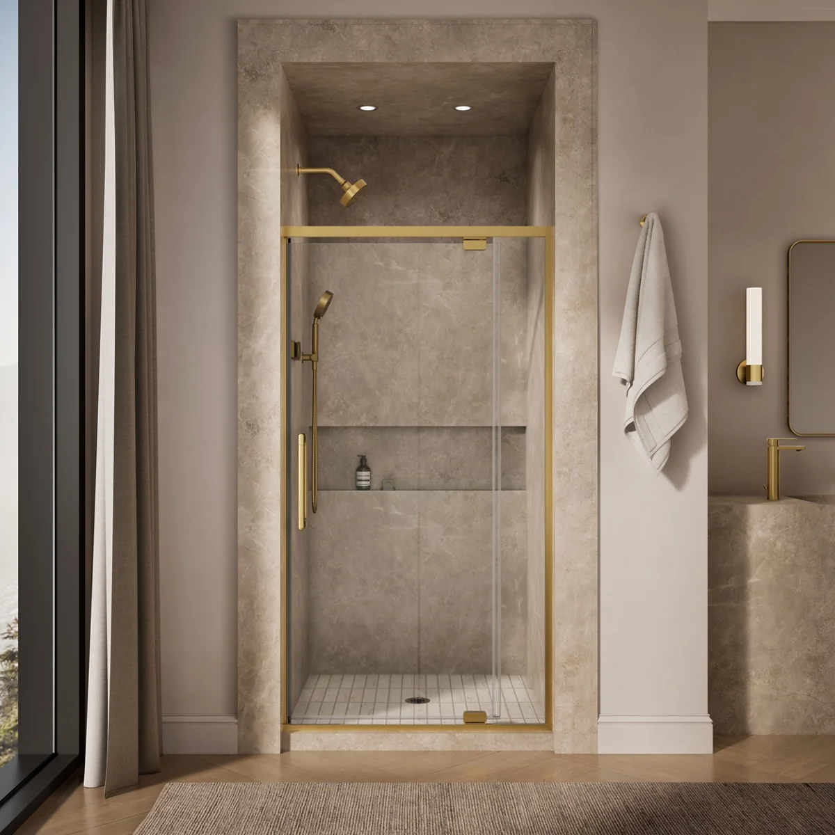 KOHLER K-CA37594-8L Statement 76" H pivot shower door with 5/16"-thick glass - Image 7