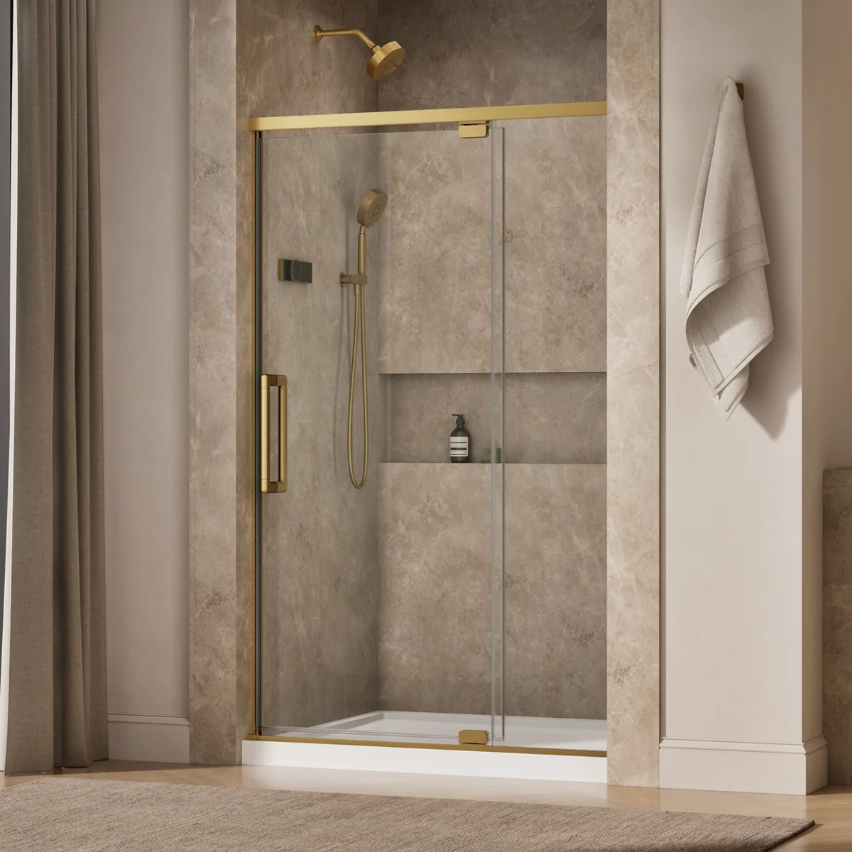 KOHLER K-CA37595-8L Statement 76" H pivot shower door with 5/16"-thick glass - Image 6