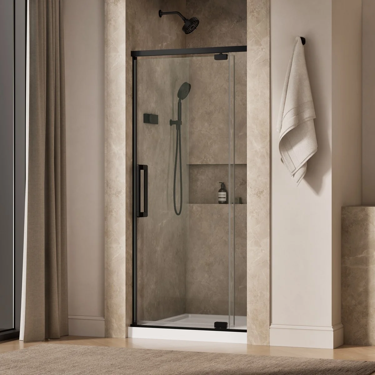 KOHLER K-CA37598-8L Statement 76" H pivot shower door with 5/16"-thick glass - Image 10