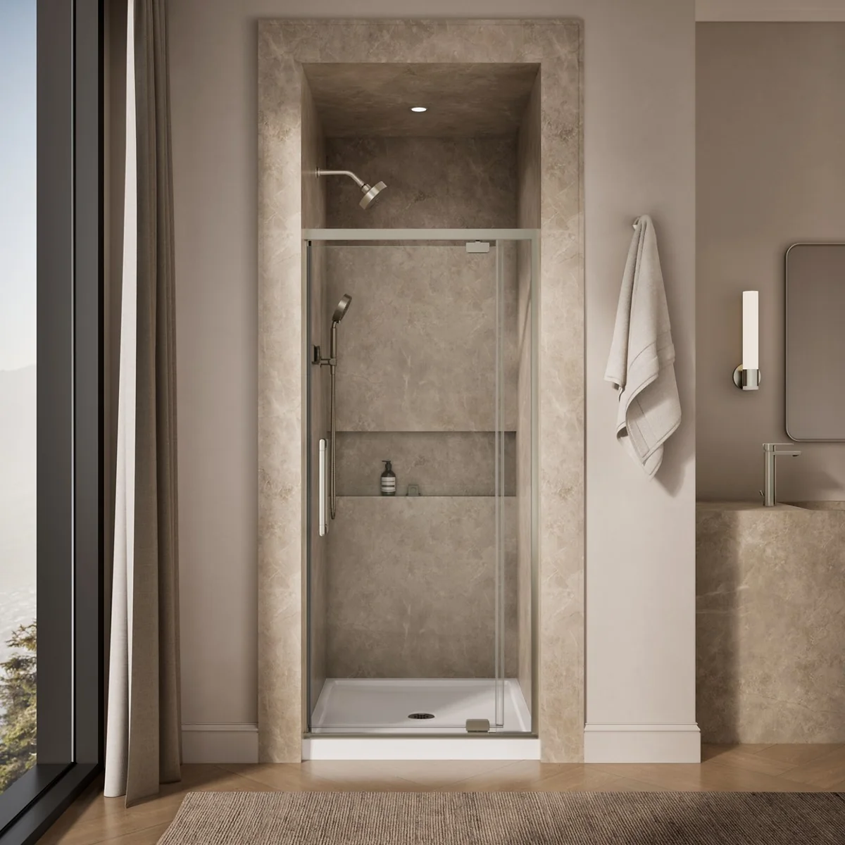 KOHLER K-CA37598-8L Statement 76" H pivot shower door with 5/16"-thick glass - Image 15