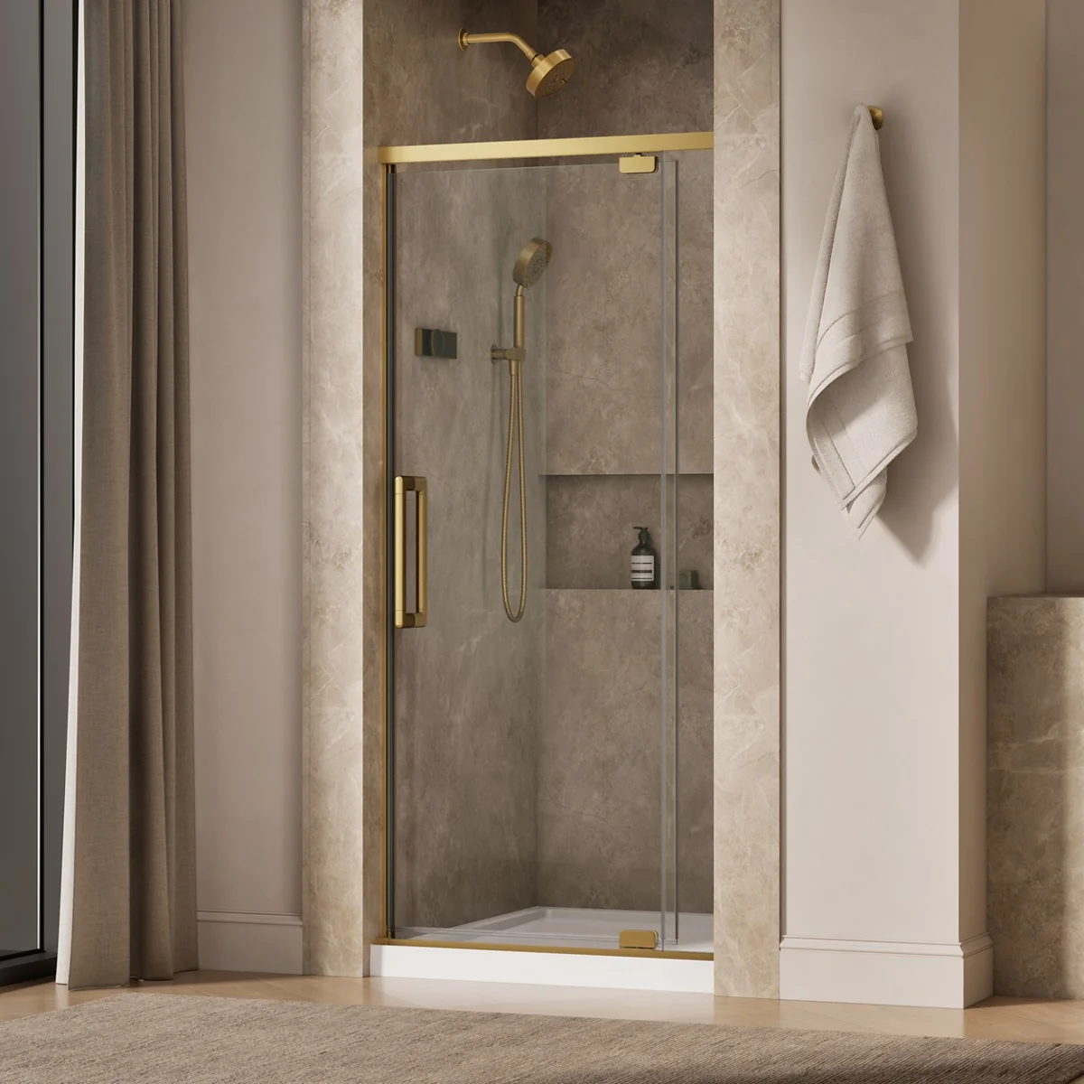 KOHLER K-CA37598-8L Statement 76" H pivot shower door with 5/16"-thick glass - Image 6