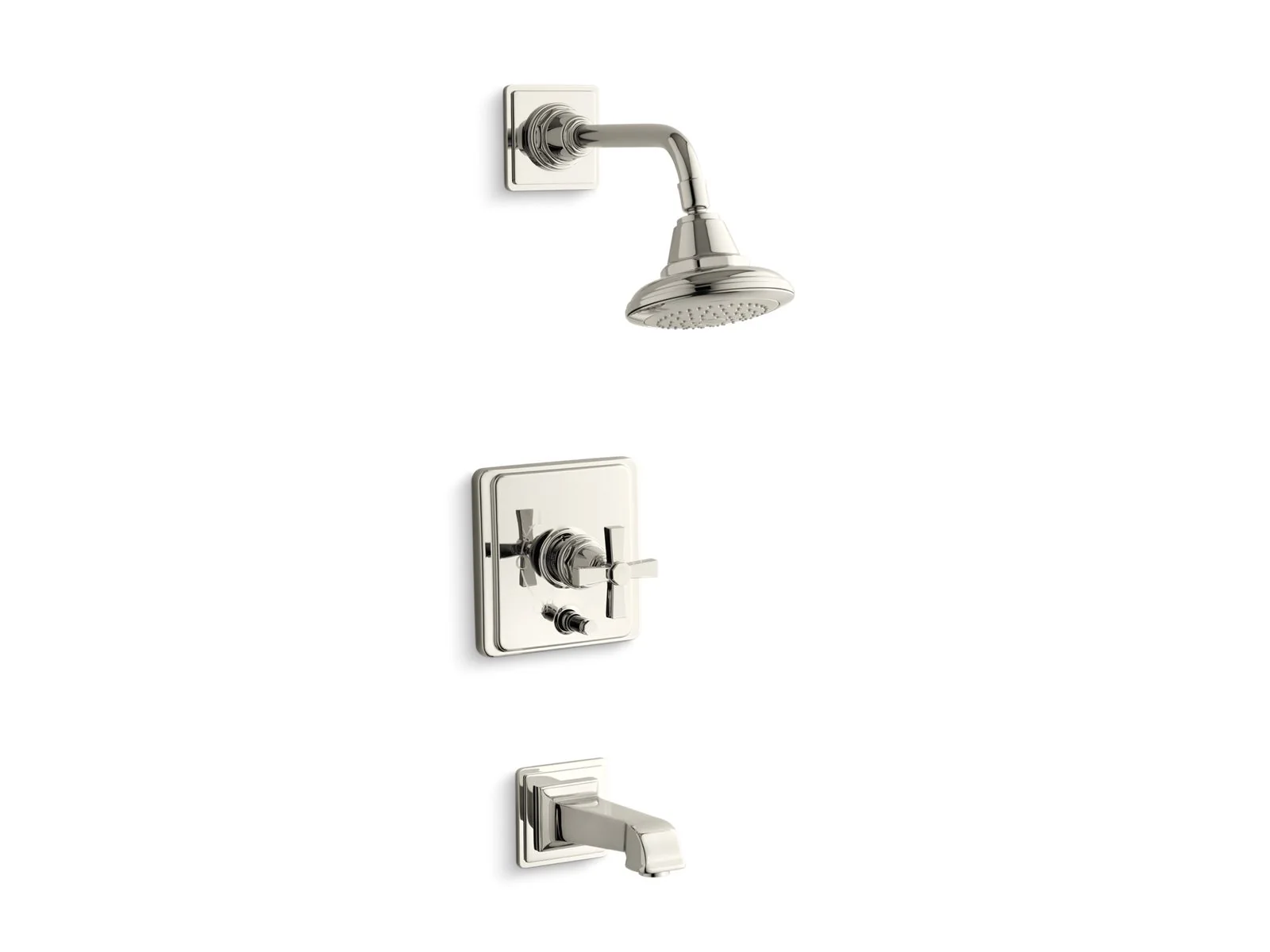 KOHLER K-T13133-3A Pinstripe Rite-Temp bath and shower trim kit with push-button diverter and cross handle, 2.5 gpm - Image 2