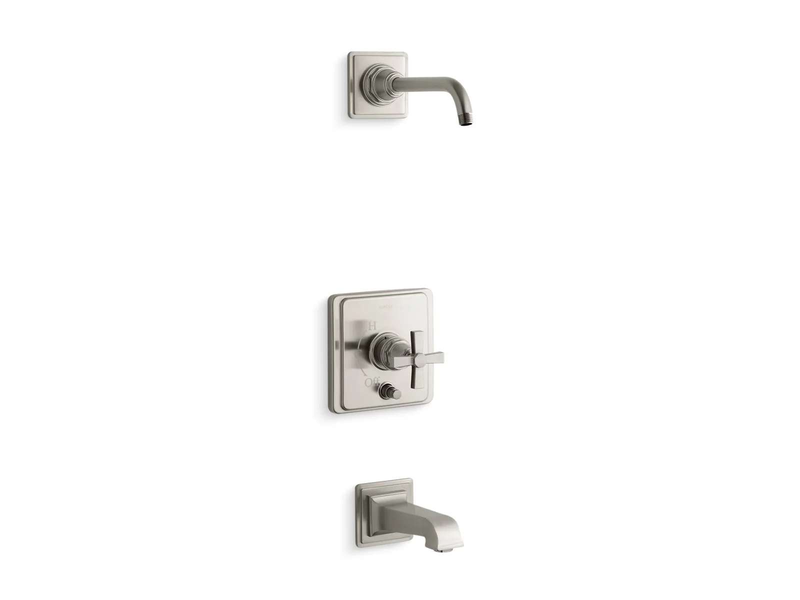 KOHLER K-T13133-3AL Pinstripe Rite-Temp bath and shower trim kit with push-button diverter and cross handle, without showerhead