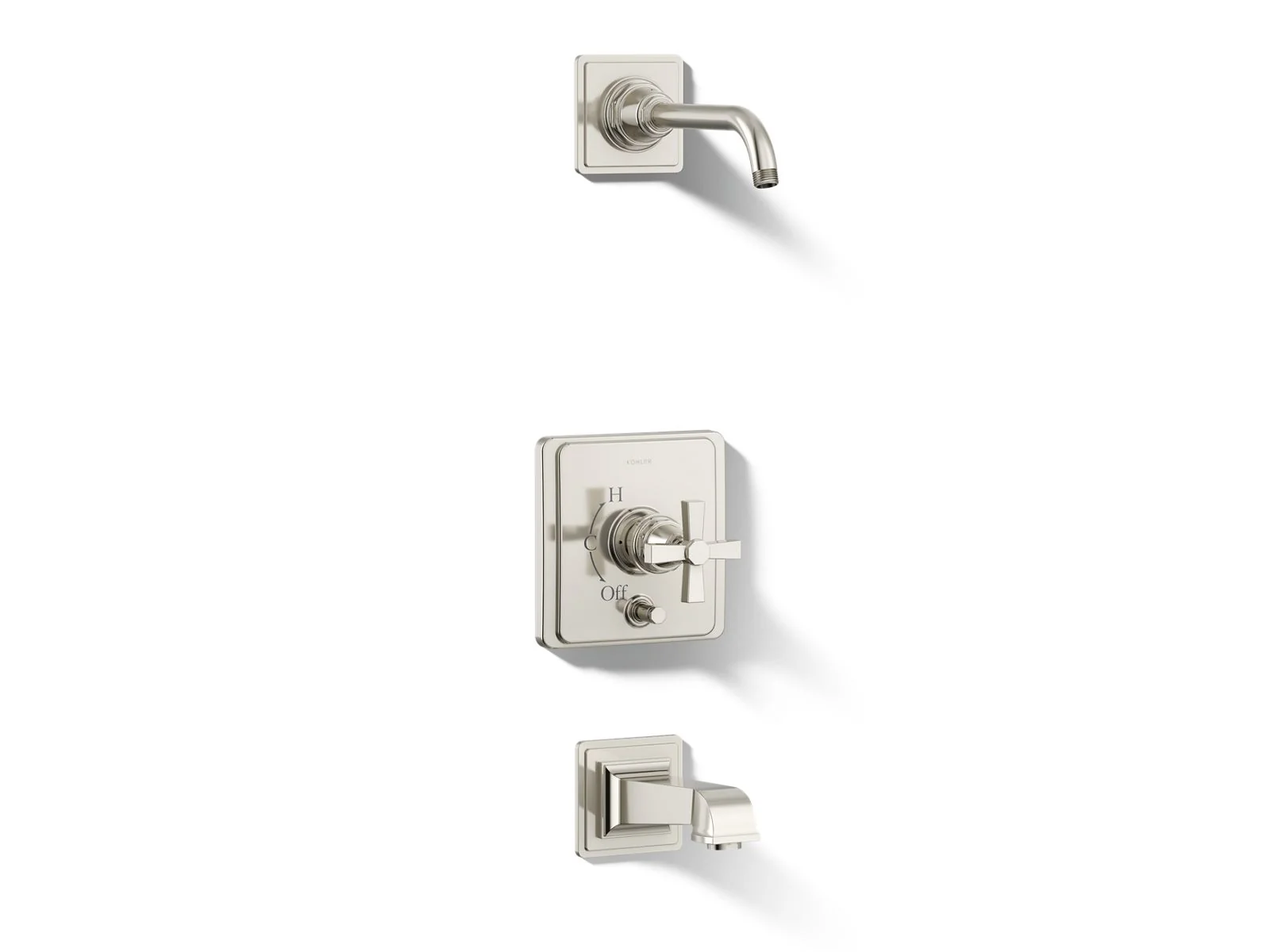 KOHLER K-T13133-3AL Pinstripe Rite-Temp bath and shower trim kit with push-button diverter and cross handle, without showerhead - Image 14
