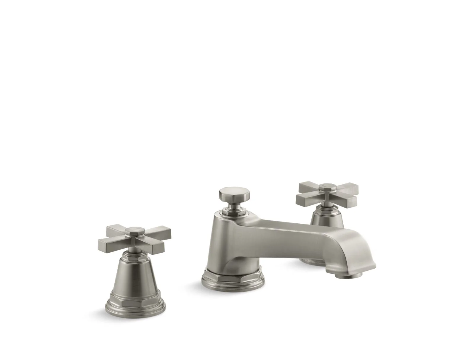 KOHLER K-T13140-3A Pinstripe Deck-mount bath faucet trim with cross handles