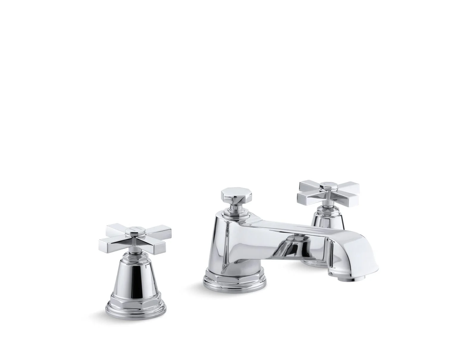 KOHLER K-T13140-3A Pinstripe Deck-mount bath faucet trim with cross handles - Image 2