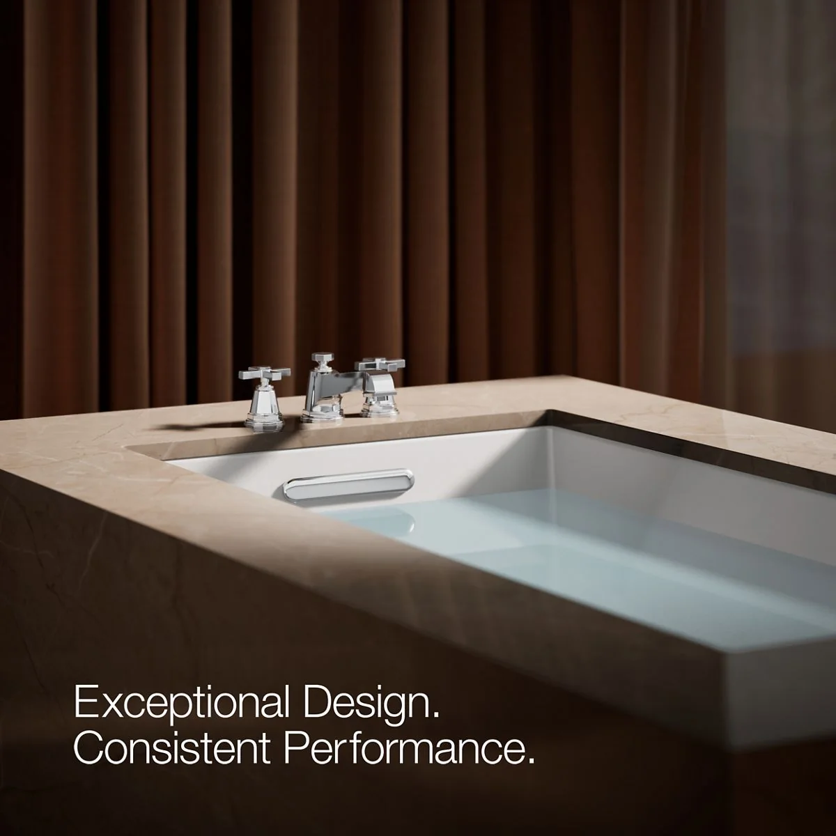 KOHLER K-T13140-3A Pinstripe Deck-mount bath faucet trim with cross handles - Image 8