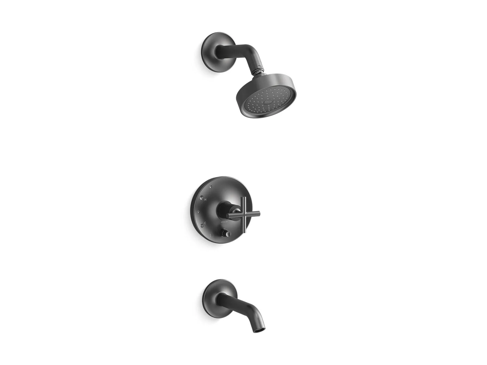 KOHLER K-T14420-3 Purist Rite-Temp bath and shower trim kit with push-button diverter and cross handle, 2.5 gpm