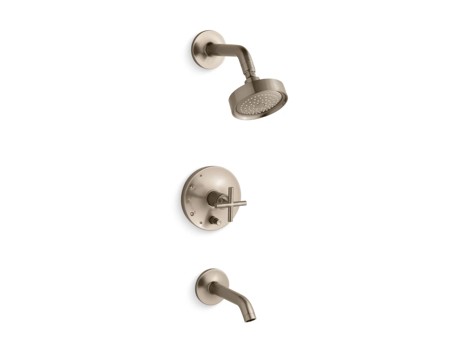 KOHLER K-T14420-3 Purist Rite-Temp bath and shower trim kit with push-button diverter and cross handle, 2.5 gpm - Image 5
