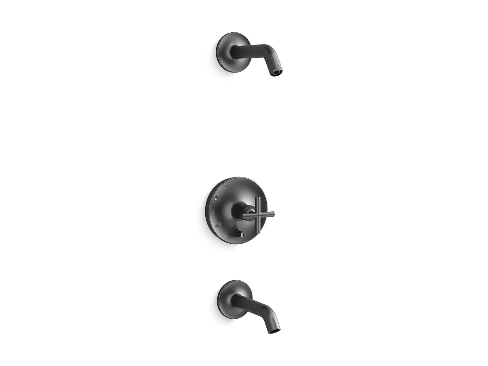 KOHLER K-T14420-3L Purist Rite-Temp bath and shower trim kit with push-button diverter and cross handle, without showerhead - Image 3