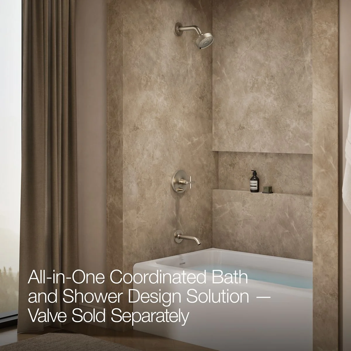 KOHLER K-T14420-3L Purist Rite-Temp bath and shower trim kit with push-button diverter and cross handle, without showerhead - Image 33