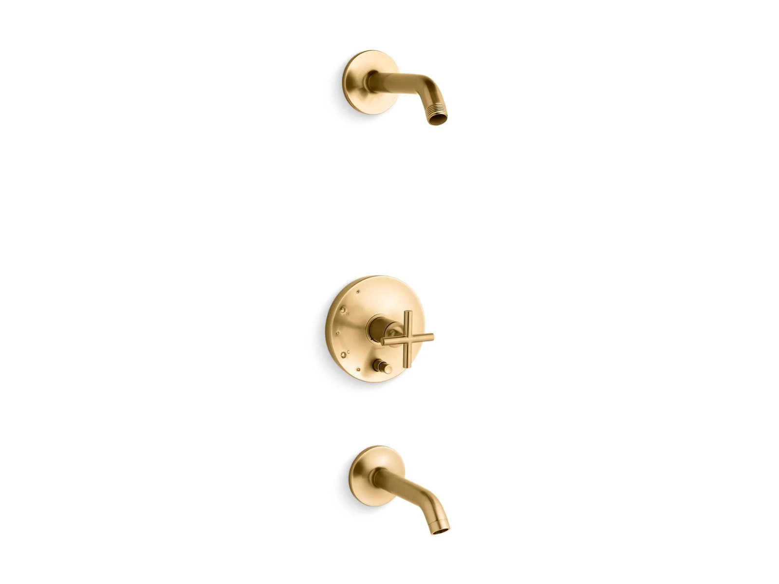 KOHLER K-T14420-3L Purist Rite-Temp bath and shower trim kit with push-button diverter and cross handle, without showerhead - Image 4