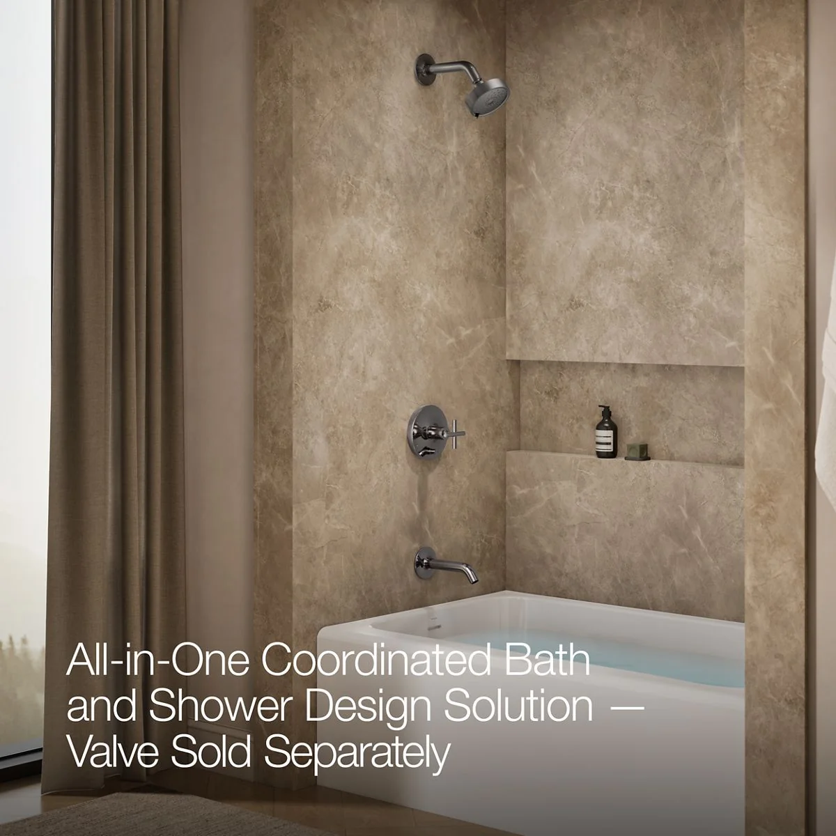 KOHLER K-T14420-3L Purist Rite-Temp bath and shower trim kit with push-button diverter and cross handle, without showerhead - Image 48