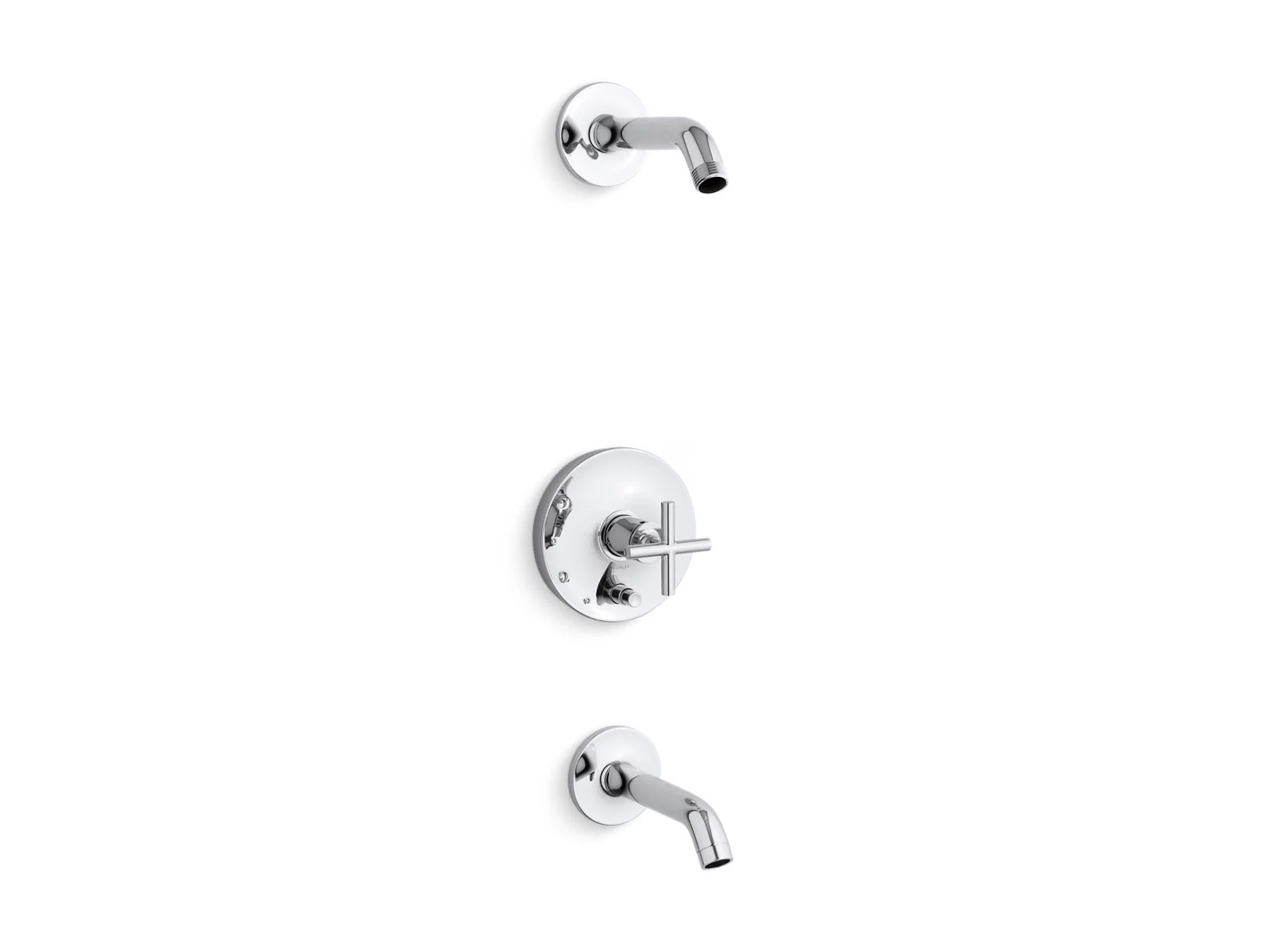KOHLER K-T14420-3L Purist Rite-Temp bath and shower trim kit with push-button diverter and cross handle, without showerhead - Image 8