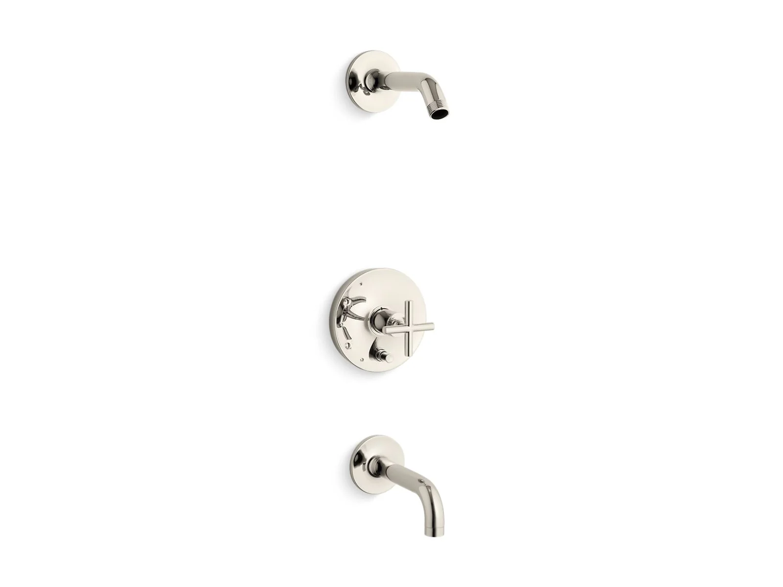 KOHLER K-T14421-3L Purist Rite-Temp bath and shower trim kit with push-button diverter and cross handle, without showerhead - Image 2