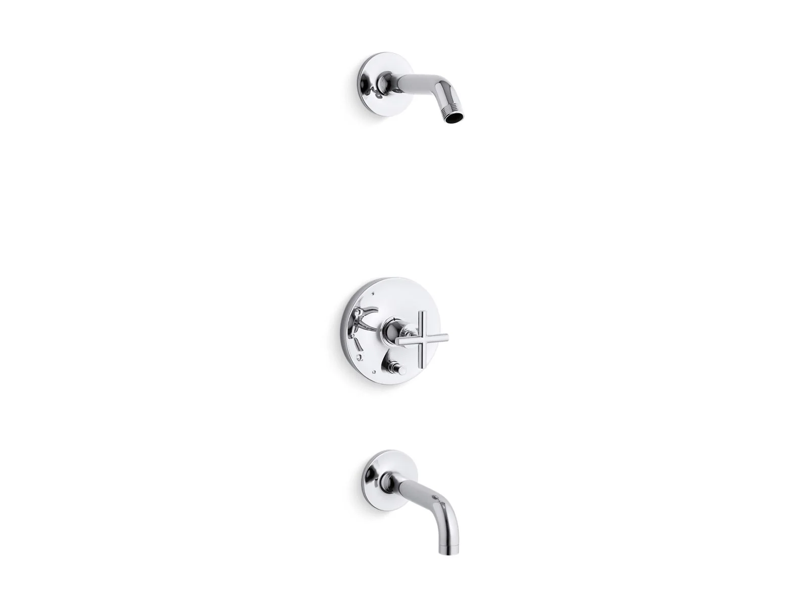 KOHLER K-T14421-3L Purist Rite-Temp bath and shower trim kit with push-button diverter and cross handle, without showerhead - Image 8