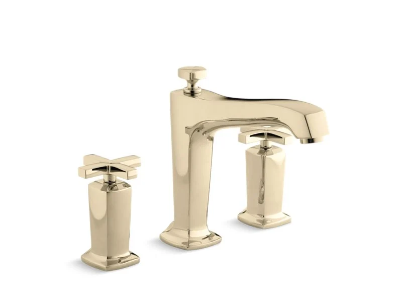KOHLER K-T16237-3 Margaux Deck-mount bath faucet trim for high-flow valve with non-diverter spout and cross handles, valve not included