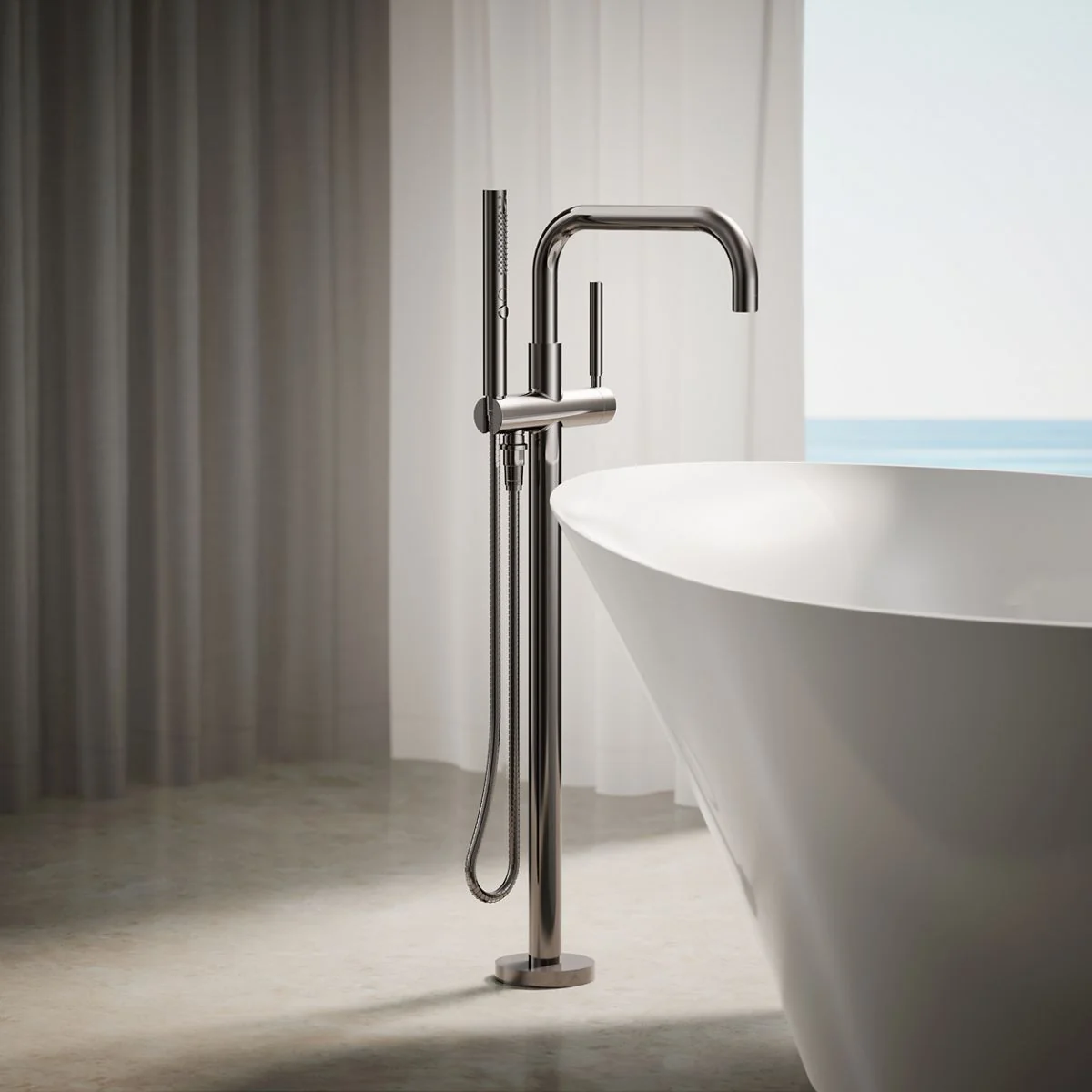 KOHLER K-T97328-4 Purist Floor-mount bath filler trim with handshower - Image 39